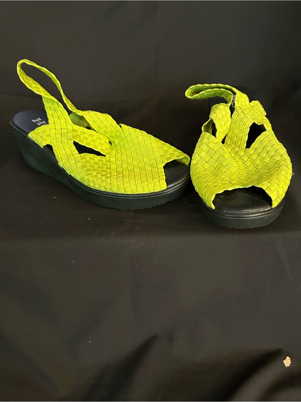 Woven Lime Slingback Wedge Sandals - Women